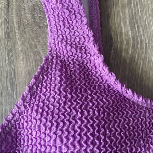 Brand New One-Piece Ribbed Purple Swimsuit - Picture 6 of 7